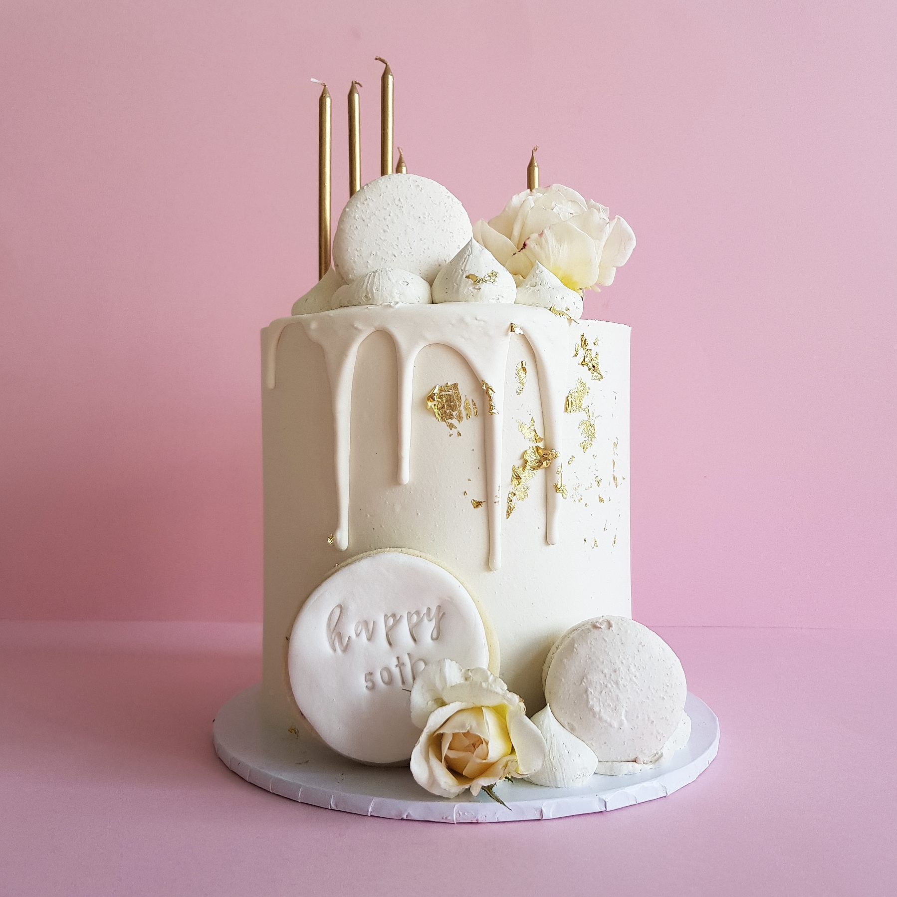 White And Gold Party Cake