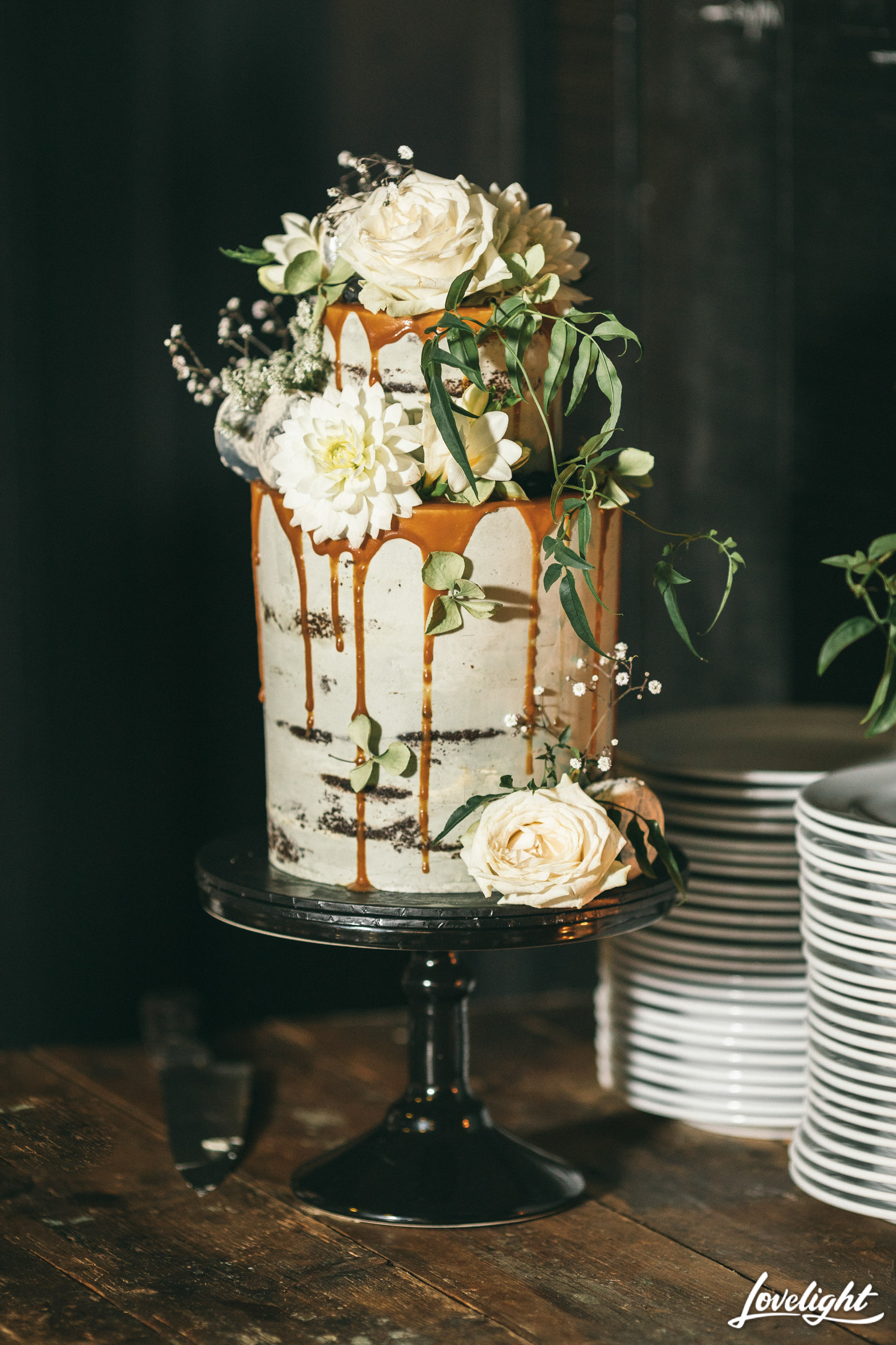 2 Tier Wedding Cake With Caramel Drip