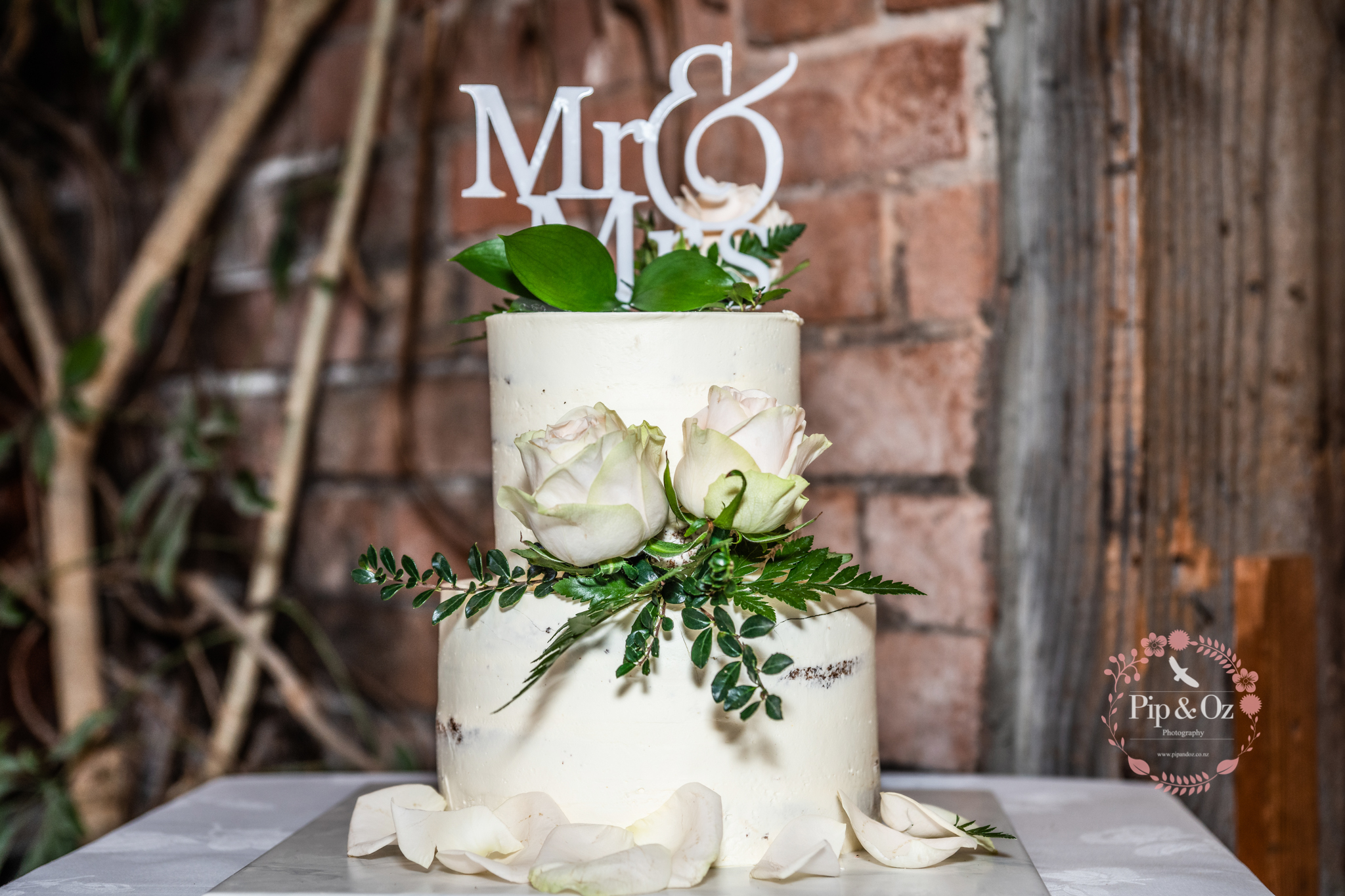 2 Tier White Wedding Cake