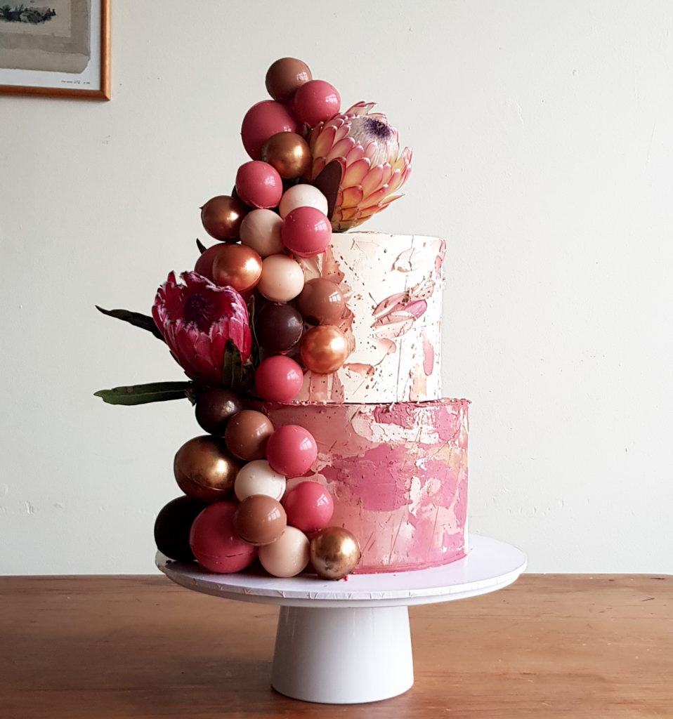 two tier neutral cake with chocolate balls, The Cake Eating Co, Christchurch