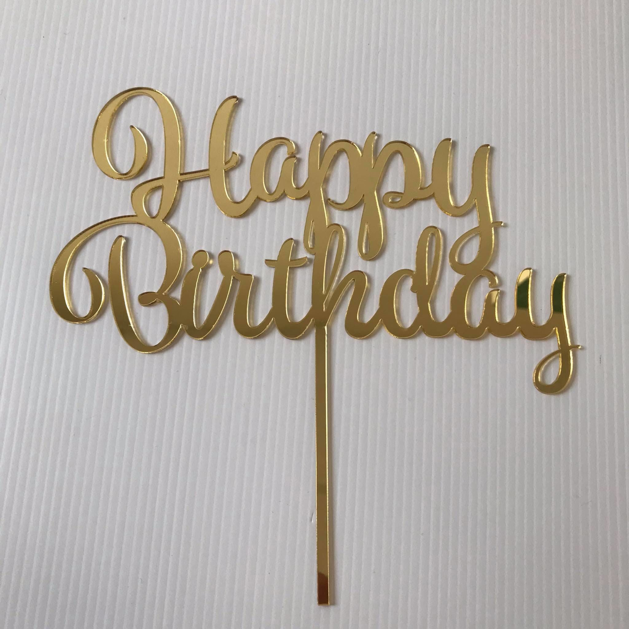 Acrylic Gold Happy Birthday Topper