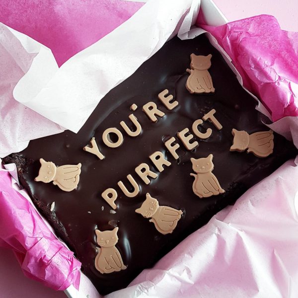Brownie Message You're Purrfect, The Cake Eating Co, Christchurch