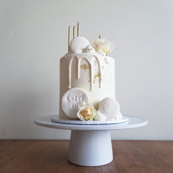 6x6 White and gold party cake, The Cake Eating Co, Christchurch